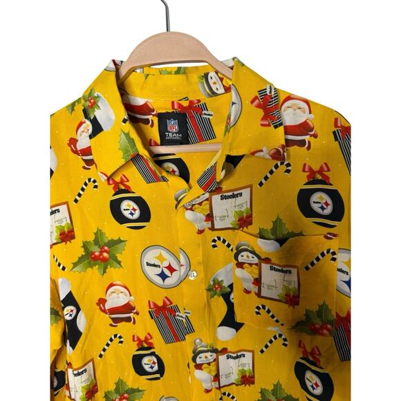 NFL Apparel Pittsburg Steelers Size medium long sleeve button up christmas shirt - Picture 3 of 4